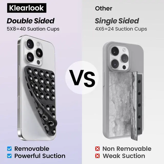 Alt view image 2 of 6 - Klearlook Silicone Double Sided Suction Cup Phone Case Mount, White