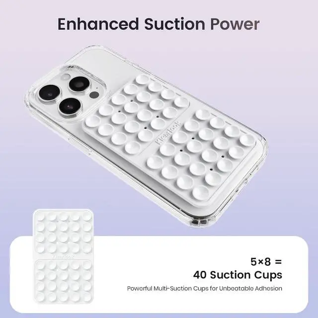 Alt view image 3 of 6 - Klearlook Silicone Double Sided Suction Cup Phone Case Mount, White