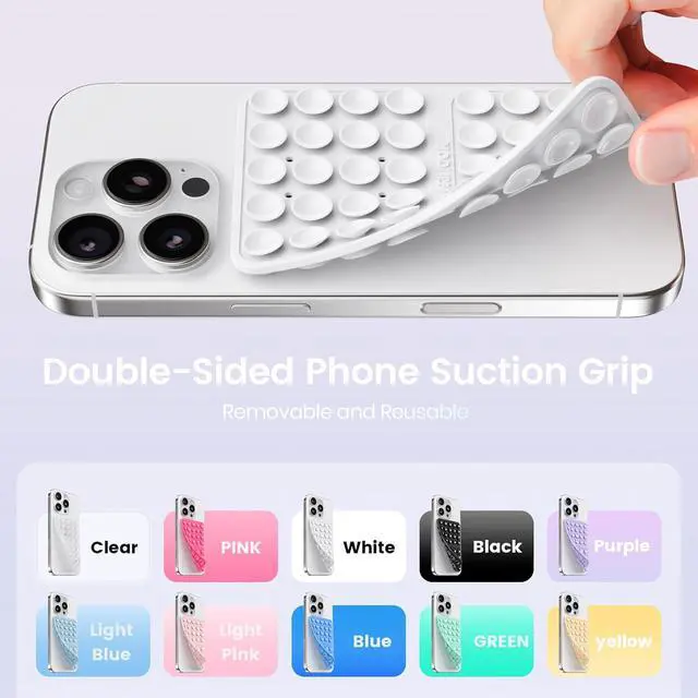 Alt view image 4 of 6 - Klearlook Silicone Double Sided Suction Cup Phone Case Mount, White