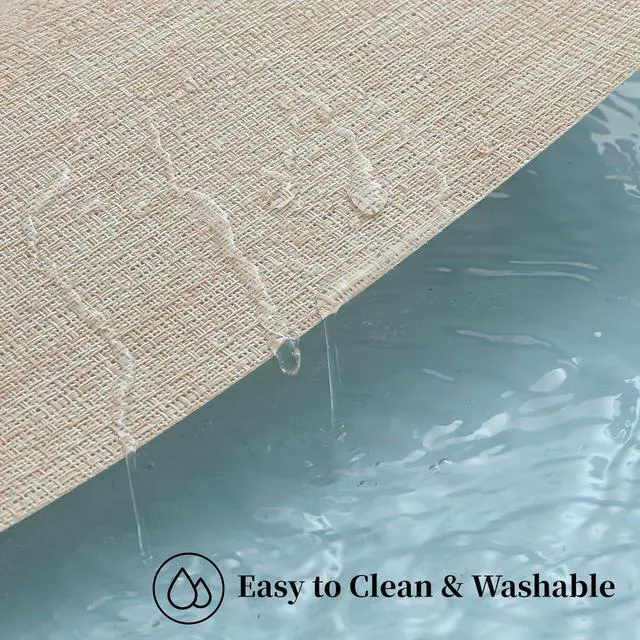 Alt view image 5 of 7 - Beige Placemats Set of 4 - Heat-Resistant, Non-Slip Table Mats, Washable Woven Vinyl for Indoor & Outdoor Dining
