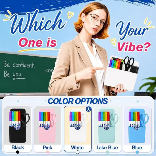 Alt view image 7 of 7 - Magnetic Pen Holder, Magnetic Marker Holder, 4 Pack, White