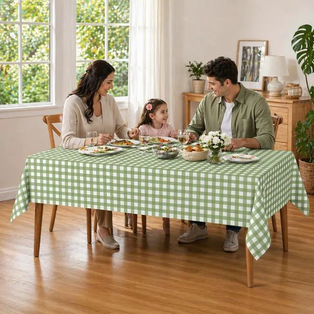 Alt view image 6 of 7 - 3 Pcs Sage Green Gingham Tablecloths, Checkered Table Covers 54 x 108 Inch