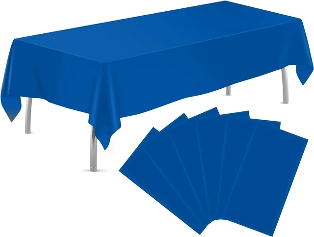 Main image of Royal Blue 6 Pack Plastic Table Cloth 54" x 108", Disposable Tablecloths Rectangle Table Cover, Plastic Tablecloths for Parties