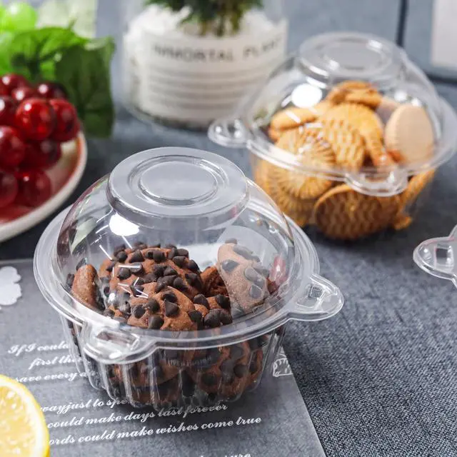 Alt view image 5 of 7 - 50 Pack Individual Cupcake Containers Plastic Cupcake Holders Deep Dome Muffin Containers