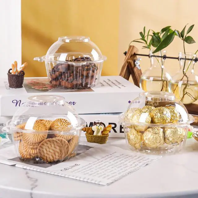 Alt view image 6 of 7 - 50 Pack Individual Cupcake Containers Plastic Cupcake Holders Deep Dome Muffin Containers