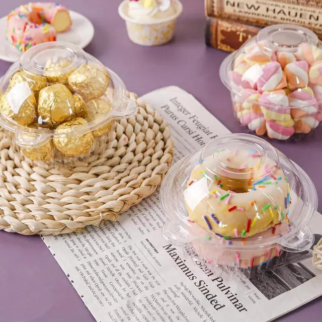 Alt view image 7 of 7 - 50 Pack Individual Cupcake Containers Plastic Cupcake Holders Deep Dome Muffin Containers