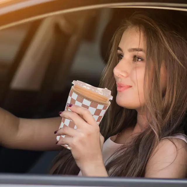 Alt view image 2 of 7 - 3 Pieces Reusable Insulated Neoprene Iced Coffee Cup Sleeve, Durable Drink Sleeve for Cold Beverages, Beverage Holder for Iced Coffee, 22-24 oz Medium (Checkered Delight)