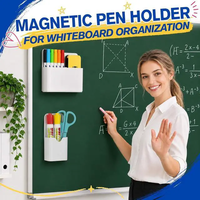 Alt view image 2 of 7 - Magnetic Pen Holder, Magnetic Marker Holder, 4 Pack, White