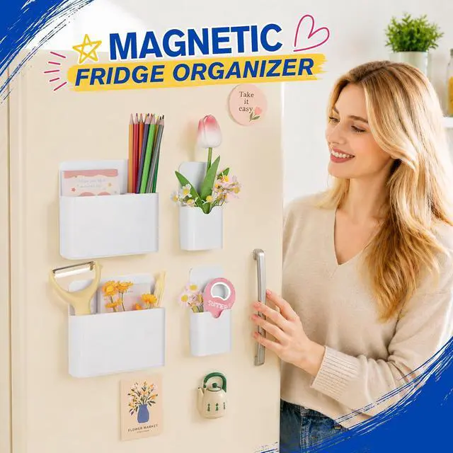 Alt view image 3 of 7 - Magnetic Pen Holder, Magnetic Marker Holder, 4 Pack, White