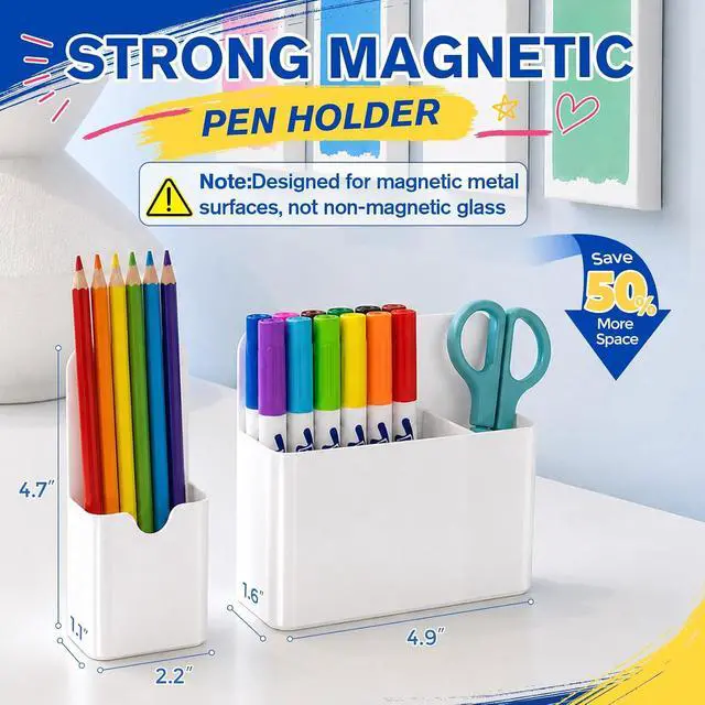 Alt view image 5 of 7 - Magnetic Pen Holder, Magnetic Marker Holder, 4 Pack, White