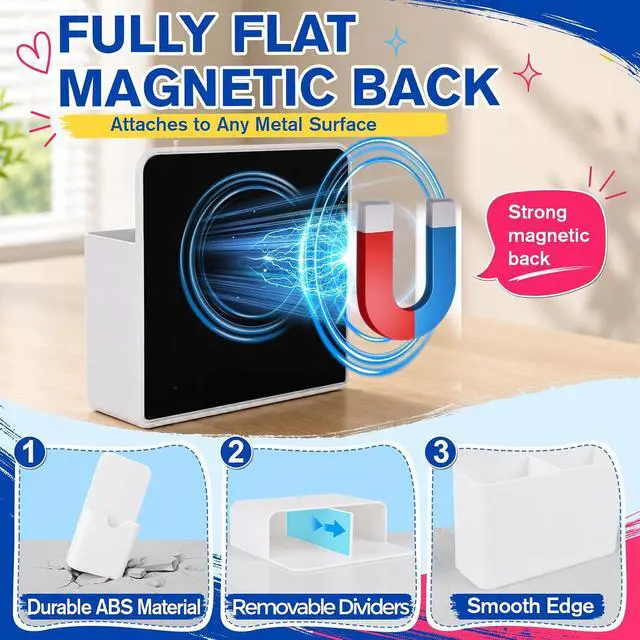 Alt view image 6 of 7 - Magnetic Pen Holder, Magnetic Marker Holder, 4 Pack, White