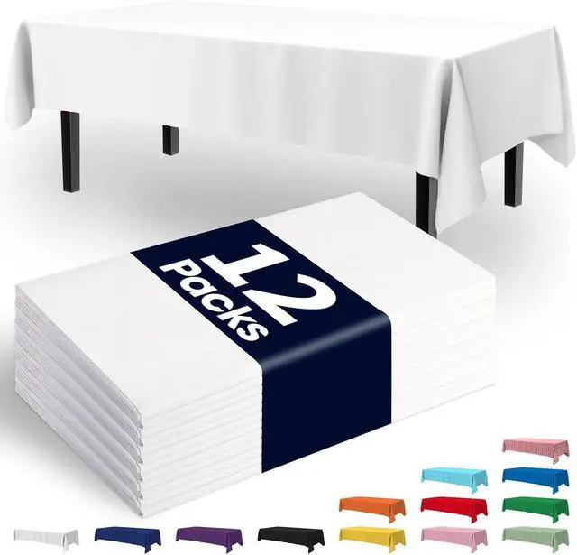 Alt view image 2 of 7 - Plastic Table Cloth Disposable 12 Pack 54x108 Inch, White