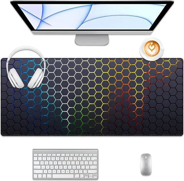 Main image of Honeycomb Desk Pad, Stitched Edges Mouse Pad, Large Office Desk Mat, Non-Slip Gaming Mouse Pad, Laptop Desk Pad, Desk Writing Pad for Office and Home