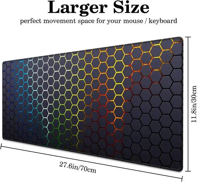 Alt view image 2 of 7 - Honeycomb Desk Pad, Stitched Edges Mouse Pad, Large Office Desk Mat, Non-Slip Gaming Mouse Pad, Laptop Desk Pad, Desk Writing Pad for Office and Home