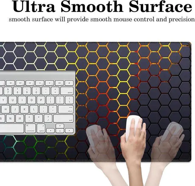 Alt view image 3 of 7 - Honeycomb Desk Pad, Stitched Edges Mouse Pad, Large Office Desk Mat, Non-Slip Gaming Mouse Pad, Laptop Desk Pad, Desk Writing Pad for Office and Home
