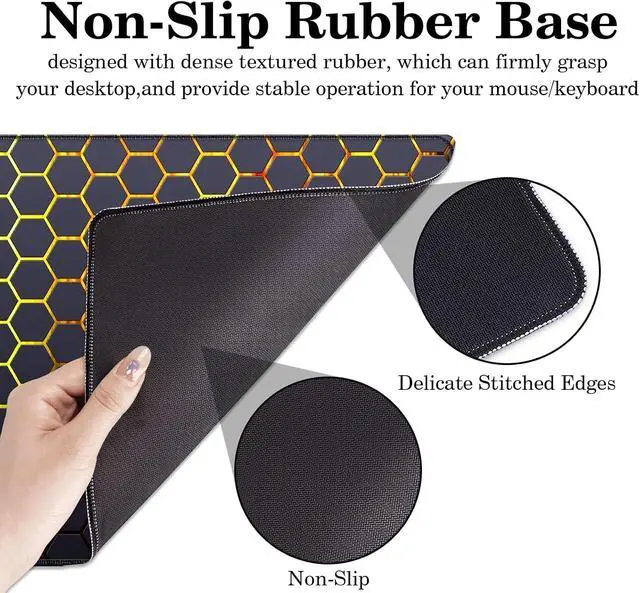 Alt view image 4 of 7 - Honeycomb Desk Pad, Stitched Edges Mouse Pad, Large Office Desk Mat, Non-Slip Gaming Mouse Pad, Laptop Desk Pad, Desk Writing Pad for Office and Home
