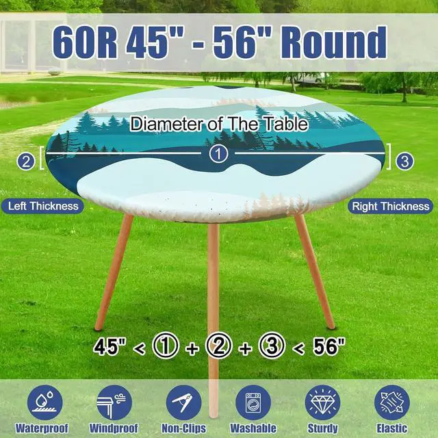 Alt view image 7 of 7 - Printed Spandex Round Tablecloth Fitted Table Cloth for 45-56 Table