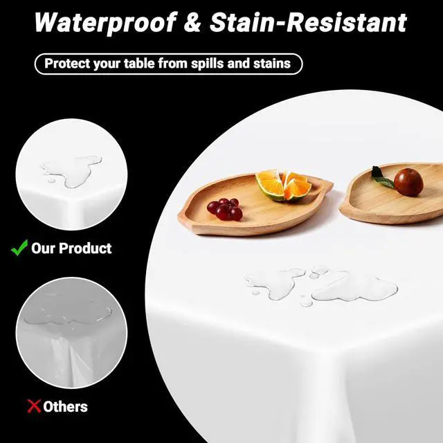 Alt view image 3 of 7 - 4 Packs White Plastic Tablecloth, Large Sturdy Disposable Table Cloth