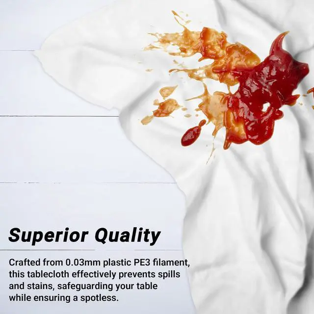 Alt view image 4 of 7 - 4 Packs White Plastic Tablecloth, Large Sturdy Disposable Table Cloth