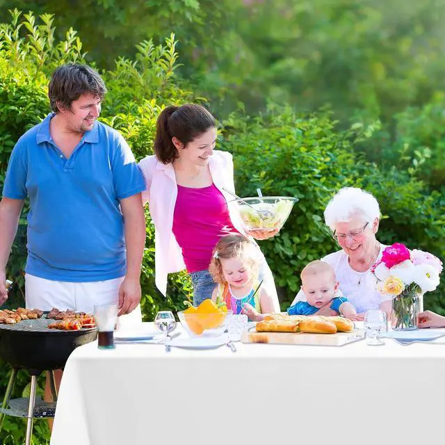 Alt view image 7 of 7 - 4 Packs White Plastic Tablecloth, Large Sturdy Disposable Table Cloth