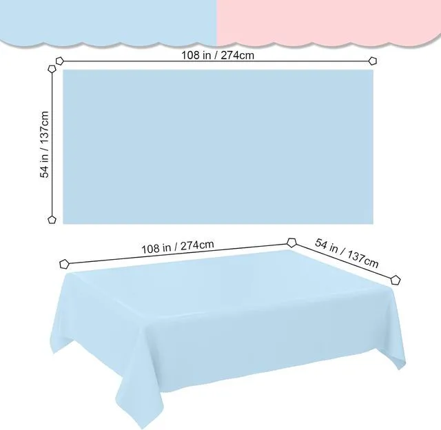 Alt view image 4 of 7 - 2 Pack Light Blue Tablecloth Disposable Baby Blue Table Covers 54" x 108" Blue Pastel Table Cloths for Parties Bridal Shower Engagement Wedding Birthday BBQ Picnic Indoors & Outdoors Party