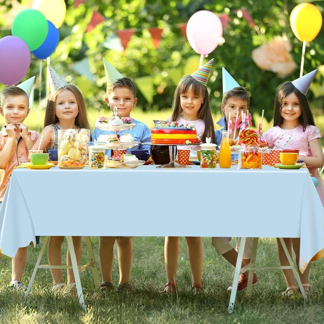Alt view image 5 of 7 - 2 Pack Light Blue Tablecloth Disposable Baby Blue Table Covers 54" x 108" Blue Pastel Table Cloths for Parties Bridal Shower Engagement Wedding Birthday BBQ Picnic Indoors & Outdoors Party