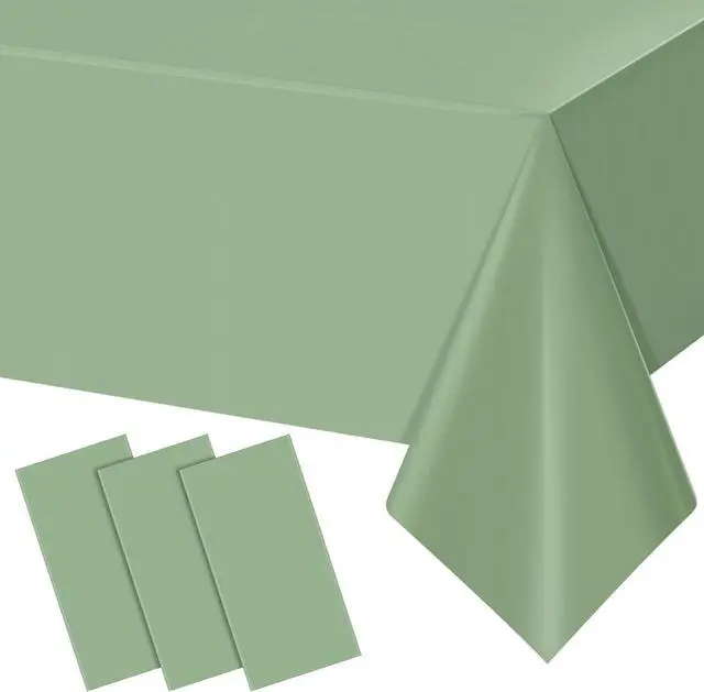 Main image of 3Pack Sage Green Plastic Tablecloths for Rectangle Tables, Light Green Disposable Tablecloth, Waterproof Sage Green Table Cover for Birthday Bridal Wedding Baby Shower Party Decorations, 54 X 108Inch