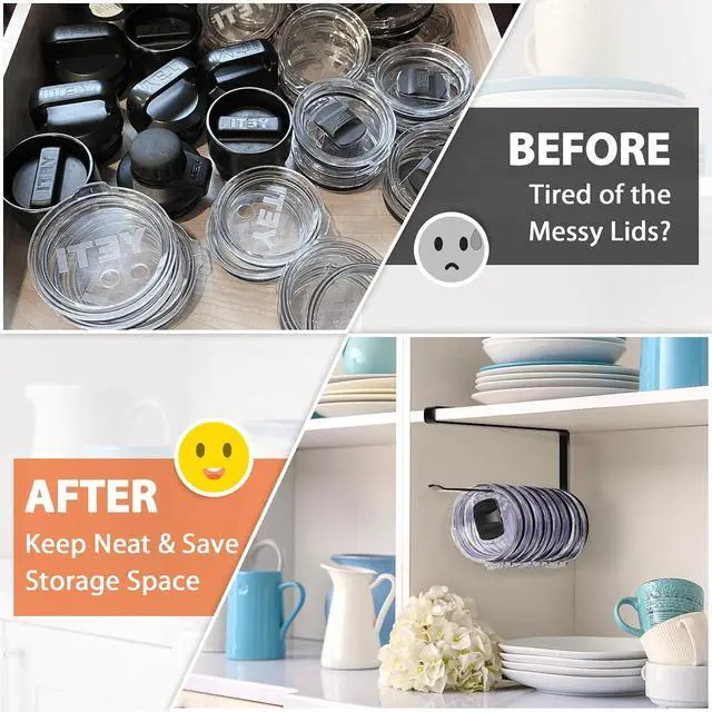 Alt view image 5 of 7 - Tumbler Lid Organizer, Versatile Tumbler Lid Storage Holds 10 Lids, Black