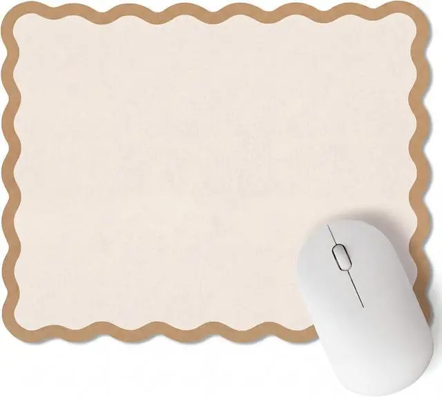 Main image of Cute Scalloped Mouse Pad Non-Slip Mousepad 9.8x7.9in,Beige