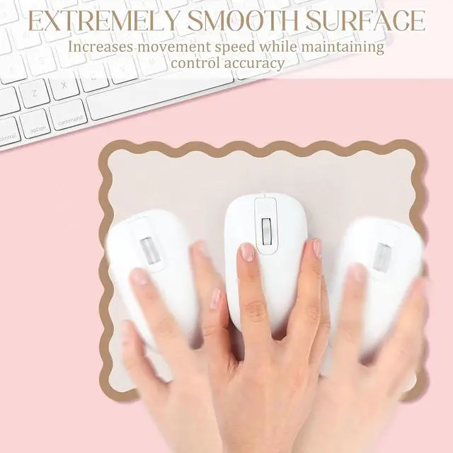 Alt view image 4 of 7 - Cute Scalloped Mouse Pad Non-Slip Mousepad 9.8x7.9in,Beige