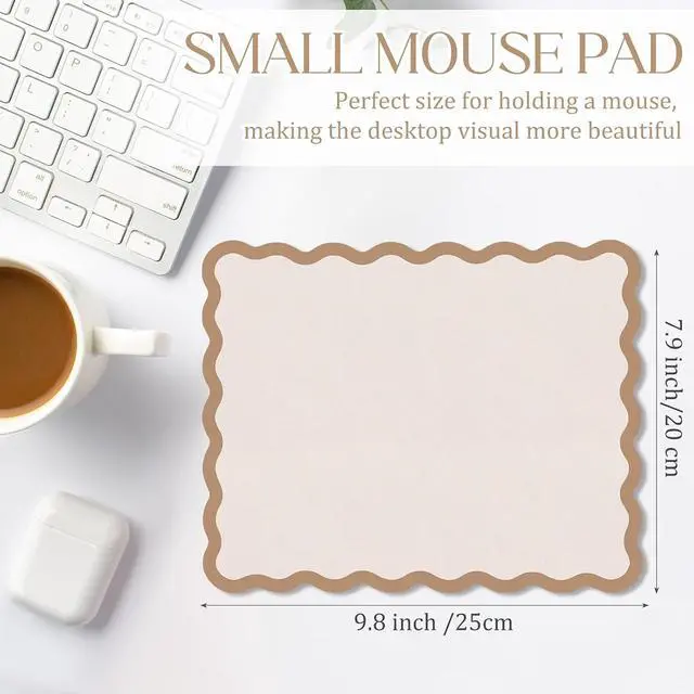 Alt view image 2 of 7 - Cute Scalloped Mouse Pad Non-Slip Mousepad 9.8x7.9in,Beige