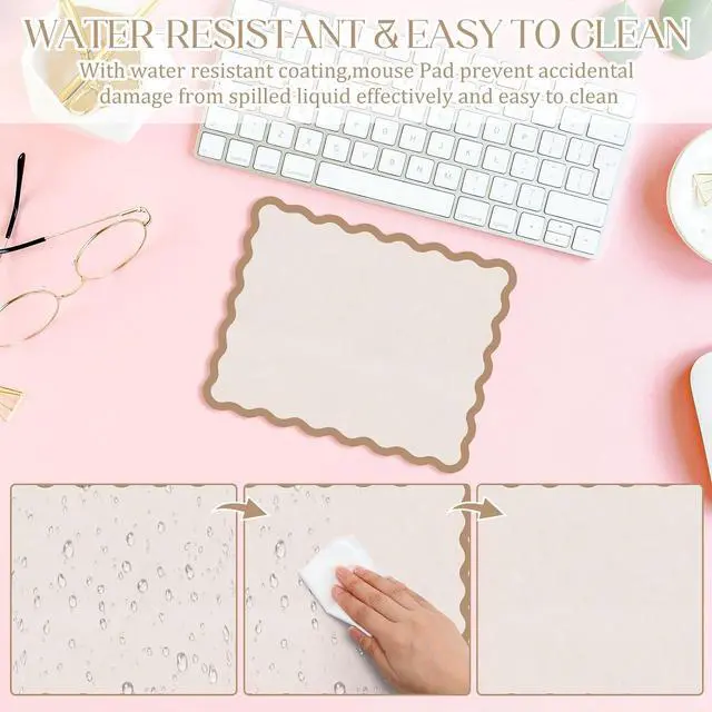 Alt view image 5 of 7 - Cute Scalloped Mouse Pad Non-Slip Mousepad 9.8x7.9in,Beige