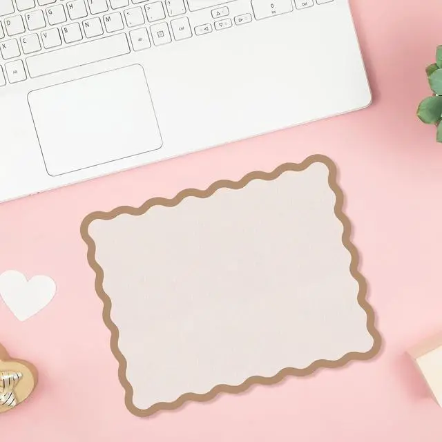 Alt view image 6 of 7 - Cute Scalloped Mouse Pad Non-Slip Mousepad 9.8x7.9in,Beige