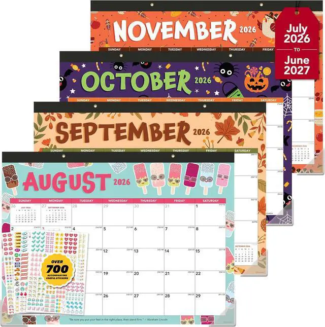 Alt view image 2 of 7 - 12 Months Colorful Assorted Academic Desk Calendar 2026-2027