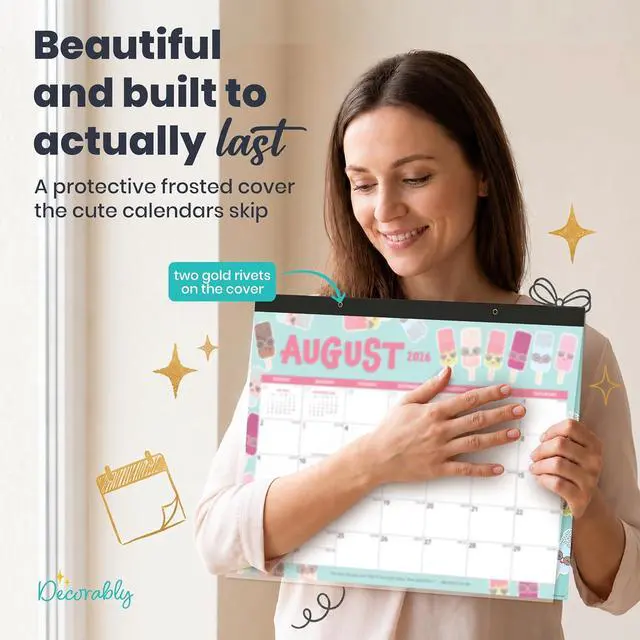Alt view image 4 of 7 - 12 Months Colorful Assorted Academic Desk Calendar 2026-2027