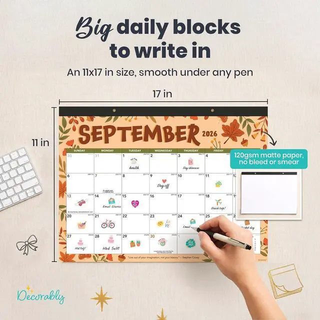 Alt view image 6 of 7 - 12 Months Colorful Assorted Academic Desk Calendar 2026-2027