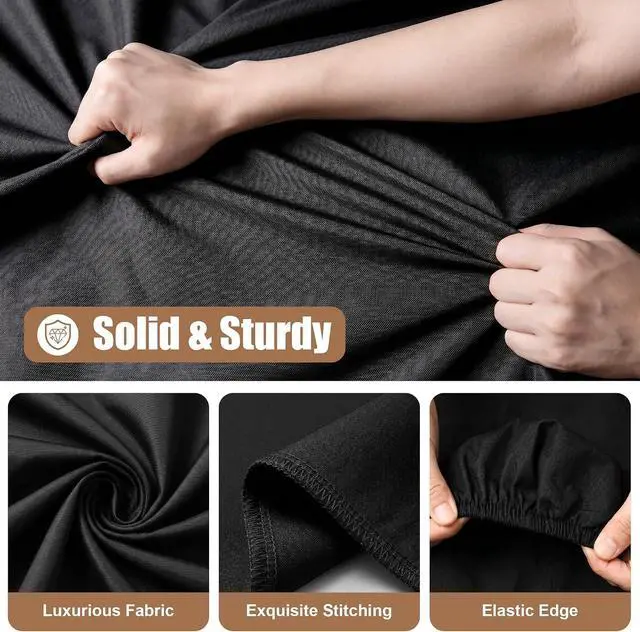 Alt view image 3 of 7 - Elastic Fitted Tablecloths Rectangle Tables Covers 1 Pack 6FT Black