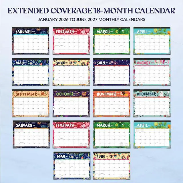 Alt view image 5 of 7 - 12 Months Colorful Assorted Academic Desk Calendar 2026-2027