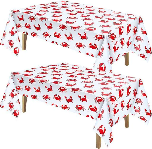 Main image of 2 Pcs Crab Tablecloth 54x108 Inch Plastic Party,Red Crabs Style