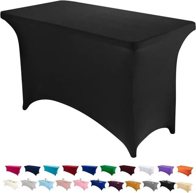 Main image of 4FT Spandex Table Cover Rectangular Stretch Spandex Tablecloth (Black,4FT)