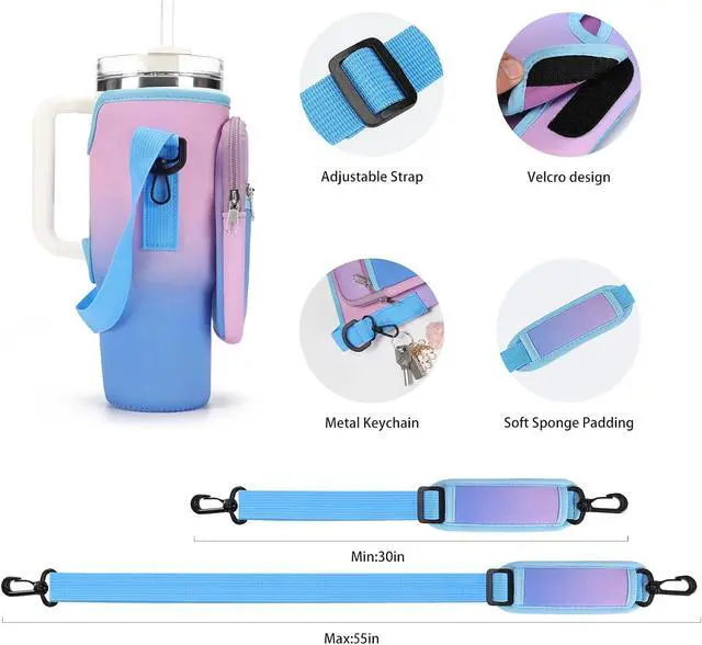 Alt view image 4 of 6 - Water Bottle Carrier Bag for Stanley Cup 40/30oz with Phone Pockets