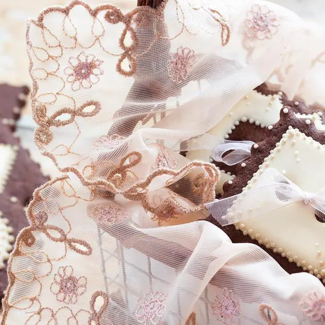 Alt view image 5 of 7 - Retro Lace Placemat 12x16-in Oval Embroidered Table Place Mats French Crochet Doilies Coasters Cup Mat for Home Wedding, Peach Pink