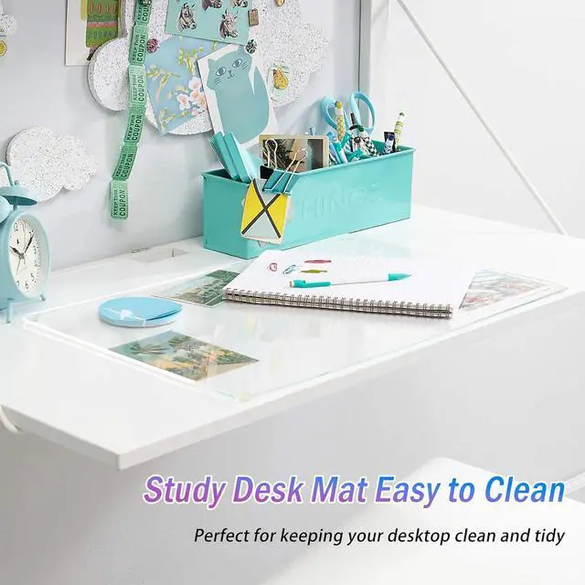 Alt view image 3 of 7 - 12×28 Inch Clear Table Cover Protector, Vinyl Desk Cover Protector Pad Mat, Transparent Plastic Table Pads, Rectangular PVC Table Top Protector for Dining Room Coffee Table Writing Desktop