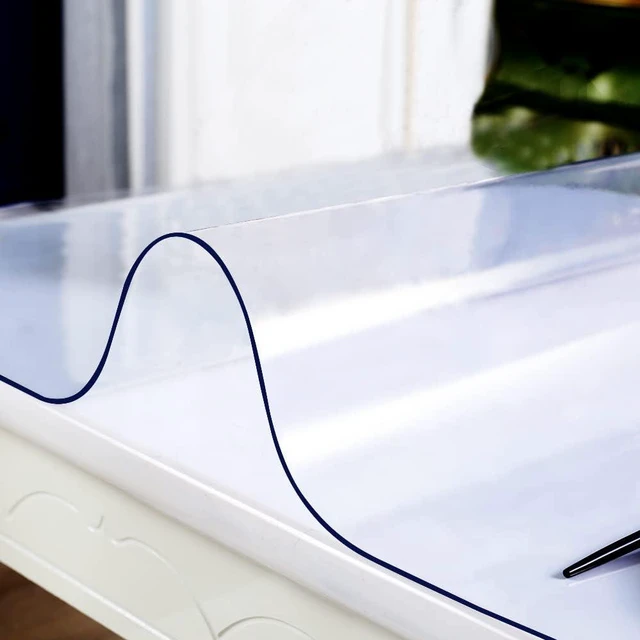 Alt view image 2 of 7 - Transparent 14x24 in Small Office Desk Blotter Mat Clear Plastic Table Protector Cover Pad PVC Topper Surface Proection Mat Pad Anti Scratch Table Mat Glass End Table Protector Waterproof Easy Clean