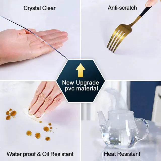 Alt view image 4 of 7 - Transparent 14x24 in Small Office Desk Blotter Mat Clear Plastic Table Protector Cover Pad PVC Topper Surface Proection Mat Pad Anti Scratch Table Mat Glass End Table Protector Waterproof Easy Clean