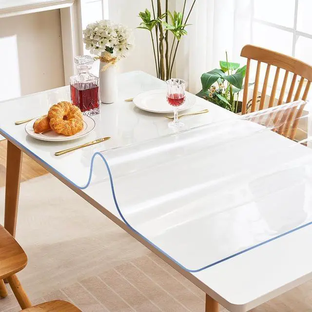 Alt view image 5 of 7 - Transparent 14x24 in Small Office Desk Blotter Mat Clear Plastic Table Protector Cover Pad PVC Topper Surface Proection Mat Pad Anti Scratch Table Mat Glass End Table Protector Waterproof Easy Clean