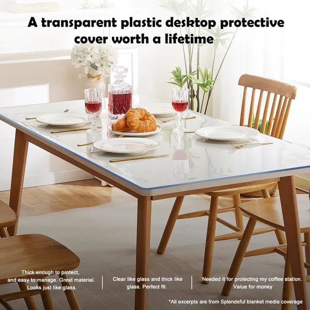 Alt view image 7 of 7 - Transparent 14x24 in Small Office Desk Blotter Mat Clear Plastic Table Protector Cover Pad PVC Topper Surface Proection Mat Pad Anti Scratch Table Mat Glass End Table Protector Waterproof Easy Clean