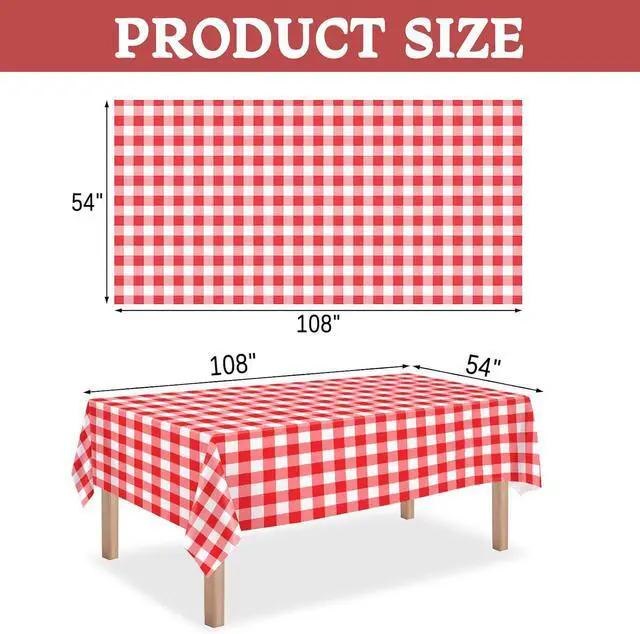 Alt view image 2 of 7 - 3 Pack Red and White Checkered Tablecloth - 54 x 108 Inches