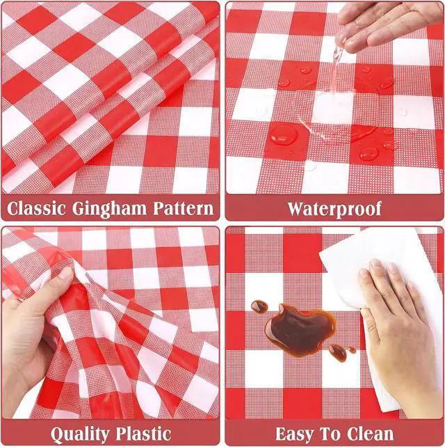 Alt view image 3 of 7 - 3 Pack Red and White Checkered Tablecloth - 54 x 108 Inches