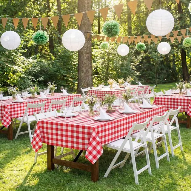 Alt view image 4 of 7 - 3 Pack Red and White Checkered Tablecloth - 54 x 108 Inches